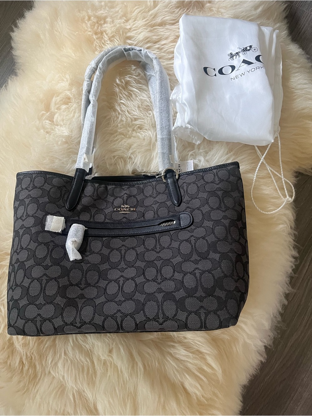 Coach Canvas Taylor Tote Bag in Smoke/Black NWT